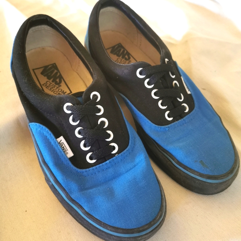 Vans authentic low top black and blue women's shoes
